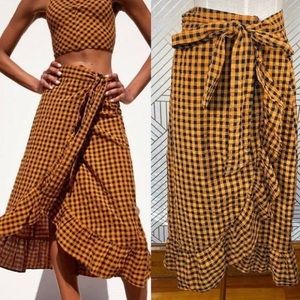 Zara Gingham Wrap Skirt